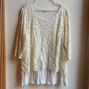Rose & Olive Cream Lace Scoop Neck Tunic Size 3X